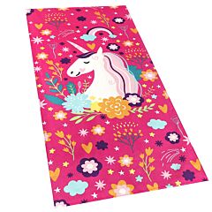 30" X 60" Fancy Unicorn Velour Beach Towel 100% Cotton