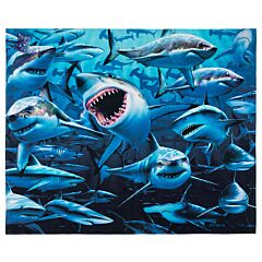 54" x 68" Shark Fest-"Wish You Were Here" Terry Velour Beach Blanket 100% Cotton