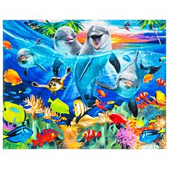 54" x 68" Playful Dolphins Velour Beach Blanket 100% Cotton