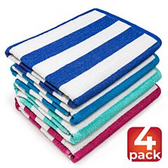 30x60" Classic Cabana Stripes Terry Bath/Beach Towel 4 Pack