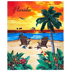 54" x 68" Sunset Island Florida Terry Velour Beach Blanket 100% Cotton