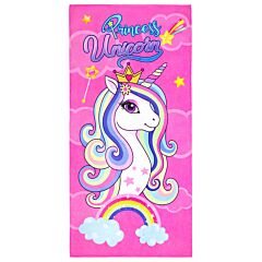 30" X 60" Princess Unicorn and Stars Velour Beach Towel 100% Cotton