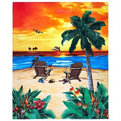 54" x 70" Sunset Island Terry Velour Beach Blanket 100% Cotton