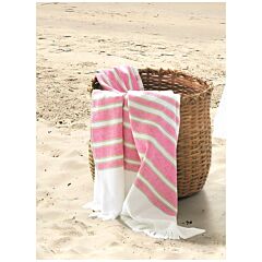 Nostalgic AF-1468 Pink Flat Woven Terry with Fringe Towel 36x70" 100% Cotton