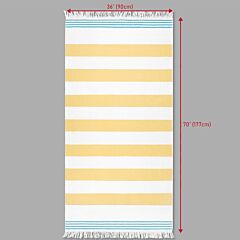 Nostalgic AF-1550 Yellow Turquoise Flat Woven Terry with Fringe Towel 36x70" 100% Cotton