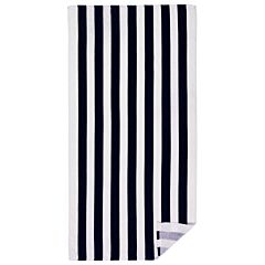 30" X 60" Printed Cabana Stripes Black Velour Beach Towel 100% Cotton
