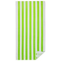 30" X 60" Printed Cabana Stripes Lime Velour Beach Towel 100% Cotton