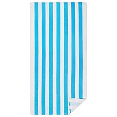 30" X 60" Printed Cabana Stripes Turquoise Velour Beach Towel 100% Cotton