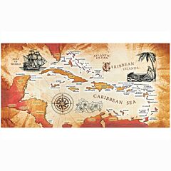 30" X 60" Caribbean Sea Map Velour Beach Towel 100% Cotton