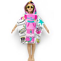 28" x 48" Kids Hooded Poncho Velour Towel - "SUPER GIRL"