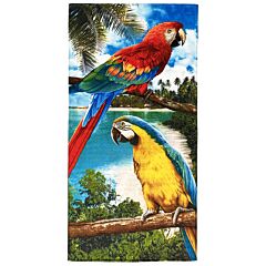 30" X 60" Jungle Parrot Premium Velour Beach Towel 100% Cotton
