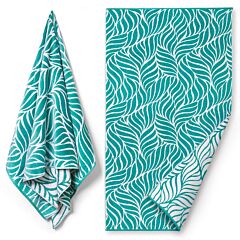 34" X 64" Leaves FJ-6173 Jacquard Reversible Premium Velour Towel 100% Cotton