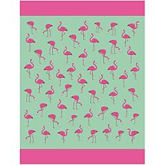 58" X 74" Multi Flamingos Terry Velour Beach Towel 100%Cotton (Towel for Two/Beach Blanket)