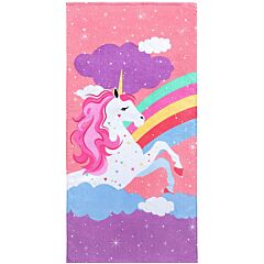 28" x 55" Rainbow Unicorn Velour Beach Towel 100%Cotton 