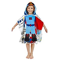 28" x 48" Kids Hooded Poncho Velour Towel - "SUPER BOY"