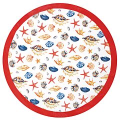 Tablecloth 63" Round Multi Shells Printed Velour 100% Cotton