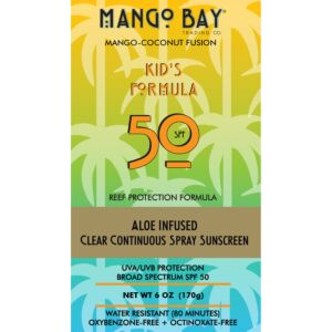 Mango Bay Aloe Infused Clear Continuous Spray KIDS SPF 50 6 fl oz